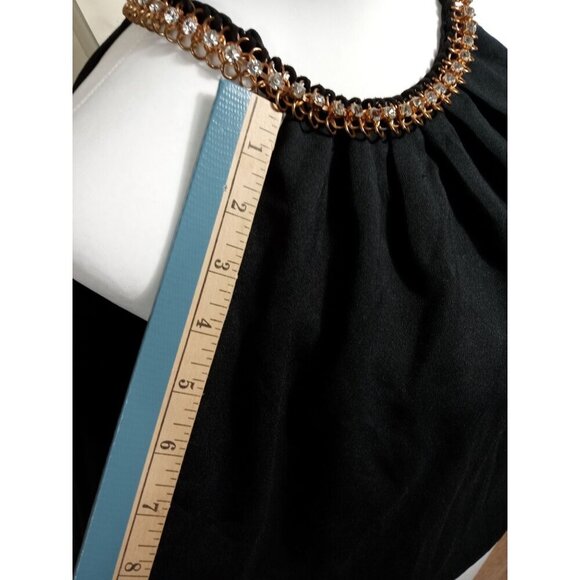 DEPRI Black Dressy Halter Blouse size small Beautiful Beaded collar - Picture 6 of 7